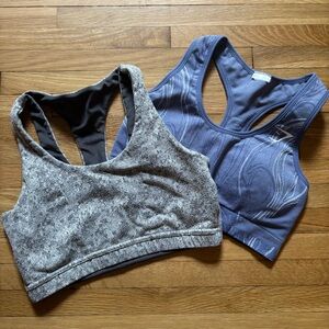 Gymshark Sports Bra Lot 1x Blue Marbled 1x Gray Small Yoga Workout Activewear